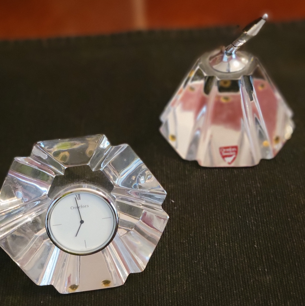 Orrefors Desk Clock & Pen Set